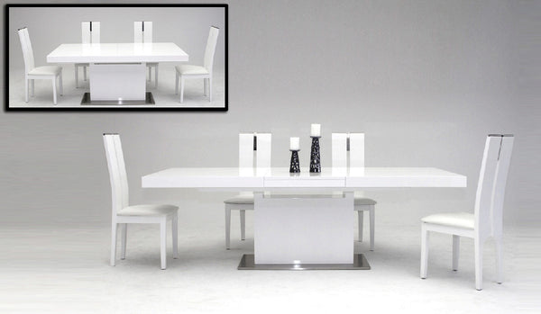 Zenith Modern White Extendable Dining Table Model VGGU841XT-WHT