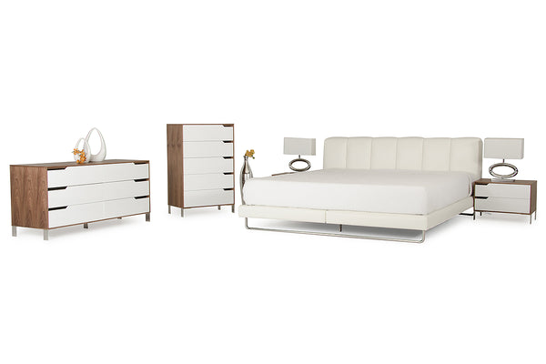 Heather Modern White Leather Bed Model VGKKB-259-WHT