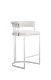 Modrest Munith Modern White Vegan Leather & Stainless Steel Counter Chair Model VGZA-B9504-WHT-BS