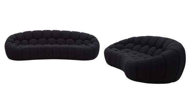 Divani Casa Yolonda Modern Curved Black Fabric Sofa Set Model VGEV-2126C-SET-BLK