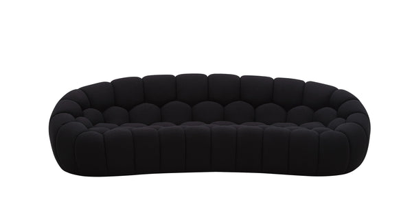 Divani Casa Yolonda Modern Curved Black Fabric Sofa Model VGEV-2126C-SOFA-BLK