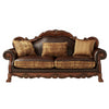 ACME Dresden Brown Synthetic Leather & Chenille Cherry Oak Sofa with 3 Pillows Model 15160