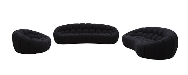 Divani Casa Yolonda Modern Curved Black Fabric Sofa Set Model VGEV-2126C-SET-BLK