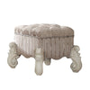 ACME Versailles Ivory Fabric & Bone White Vanity Stool Model 21138