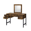 ACME Juvanth Rustic Oak & Black Vanity Desk & Mirror Model 24267