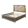 ACME Skylar LED Synthetic Leather & Dark Champagne Queen Bed with Storage & LED Model 25320Q