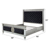 ACME Varian Dark Navy Velvet & Mirrored Queen Bed Model 27350Q