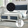 ACME Varian Dark Navy Velvet & Mirrored Queen Bed Model 27350Q