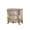 ACME Gorsedd Natural Marble Top & Golden Ivory Nightstand Model 27443
