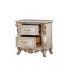 ACME Gorsedd Natural Marble Top & Golden Ivory Nightstand Model 27443