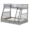 ACME Jason Gray Bunk Bed(Twin | Full)with Storage Model 37840