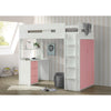 ACME Nerice White & Pink Twin Loft Bed with Desk & Wardrobe Model 38040
