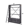 ACME Cargo Gunmetal Bookcase with Ladder Model 39887