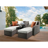ACME Salena Beige Fabric & Gray Wicker Patio Sofa with 2 Pillows & 2 Ottomans Model 45010