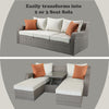 ACME Salena Beige Fabric & Gray Wicker Patio Sofa with 2 Pillows & 2 Ottomans Model 45010