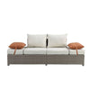 ACME Salena Beige Fabric & Gray Wicker Patio Sofa with 2 Pillows & Ottoman Model 45015