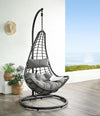 ACME Uzae Gray Fabric & Charcoal Wicker Hanging Chair Model 45105