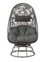 ACME Hikre Clear Glass Charcoal Fabric & Black Wicker Patio Lounge Chair & Side Table Model 45113