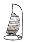 ACME Oldi Beige Fabric & Black Wicker Hanging Chair Model 45115