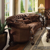 ACME Versailles Brown Velvet & Cherry Oak Sofa with 5 Pillows Model 52080