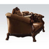 ACME Dresden Golden Brown Velvet & Cherry Oak Loveseat with 5 Pillows Model 52096