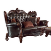 ACME Versailles Two Tone Dark Brown Synthetic Leather & Cherry Oak Loveseat with 5 Pillows Model 52121