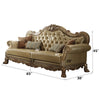 ACME Dresden Bone Synthetic Leather & Gold Patina Sofa with 4 Pillows Model 53160