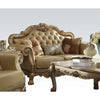 ACME Dresden Bone Synthetic Leather & Gold Patina Loveseat with 3 Pillows Model 53161