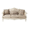 ACME Chantelle Rose Gold Synthetic Leather/Fabric & Pearl White Sofa with 3 Pillows Model 53540