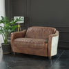 ACME Brancaster Retro Brown Top Grain Leather & Aluminum Loveseat Model 53546