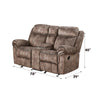 ACME Zubaida Two Tone Chocolate Velvet Motion Loveseat & Console with USB Port Model 55021
