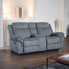 ACME Zubaida Two Tone Gray Velvet Motion Loveseat & Console with USB Port Model 55026