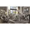 ACME Versailles Silver Synthetic Leather & Antique Platinum Loveseat with 4 Pillows Model 56821