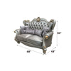 ACME Versailles Silver Synthetic Leather & Antique Platinum Loveseat with 4 Pillows Model 56821
