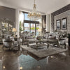 ACME Versailles Silver Synthetic Leather & Antique Platinum Chair with 2 Pillows Model 56822