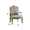ACME Picardy Fabric & Antique Pearl Chair with Pillow (LF Leaf) Model 56883