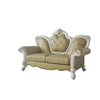 ACME Picardy Butterscotch Synthetic Leather & Antique Pearl Loveseat with 3 Pillows Model 58211