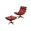 ACME Gandy Antique Red Top Grain Leather Chair & Ottoman Model 59531