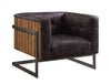ACME Sagat Antique Ebony Top Grain Leather & Rustic Oak Accent Chair Model 59667