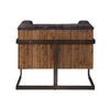 ACME Sagat Antique Ebony Top Grain Leather & Rustic Oak Accent Chair Model 59667
