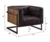 ACME Sagat Antique Ebony Top Grain Leather & Rustic Oak Accent Chair Model 59667