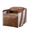 ACME Qalurne Two Tone Mocha Top Grain Leather & Aluminum Power Motion Recliner with Swivel Model 59942