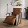 ACME Qalurne Two Tone Mocha Top Grain Leather & Aluminum Power Motion Recliner with Swivel Model 59942
