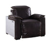 ACME Nernoss Dark Grain Brown Leather & Aluminum Power Motion Recliner Model 59943