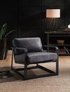 ACME Locnos Gray Top Grain Leather & Black Accent Chair Model 59944