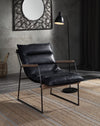 ACME Luberzo Distress Espresso Top Grain Leather & Matt Iron Accent Chair Model 59946
