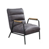 ACME Nignu Gray Top Grain Leather & Matt Iron Accent Chair Model 59950