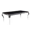 ACME Fabiola Stainless Steel & Black Glass Dining Table Model 62070