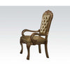 ACME Dresden Bone Synthetic Leather & Gold Patina Arm Chair (Set-2) Model 63154