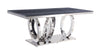 ACME Nasir White Engineered Stone & Mirrored Silver Dining Table Model 68255